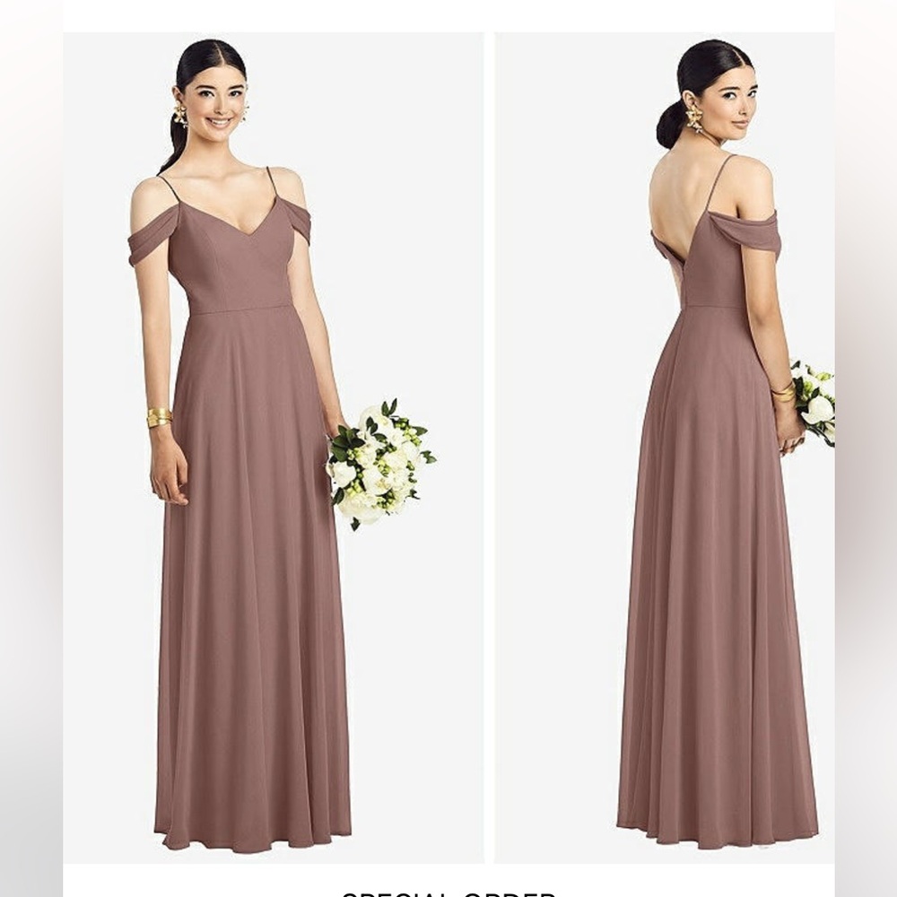 Dressy BRIDESMAID DRESS
COLD-SHOULDER V-BACK CHIFFON MAXI DRESS